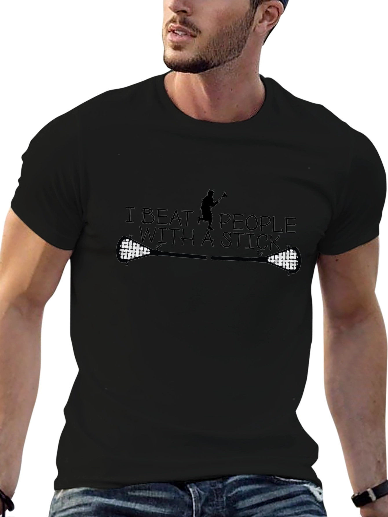 I Beat People With A Stick Lacrosse T-Shirt