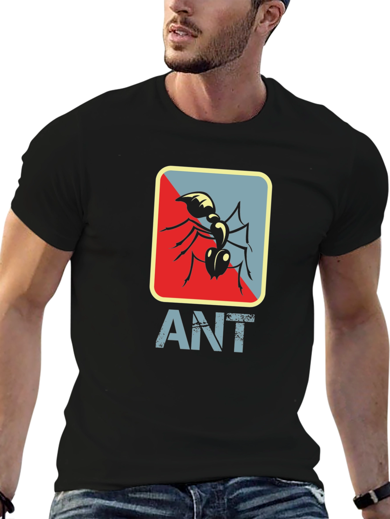 Ant Graphic Tee - Stylish Mens Black T-Shirt