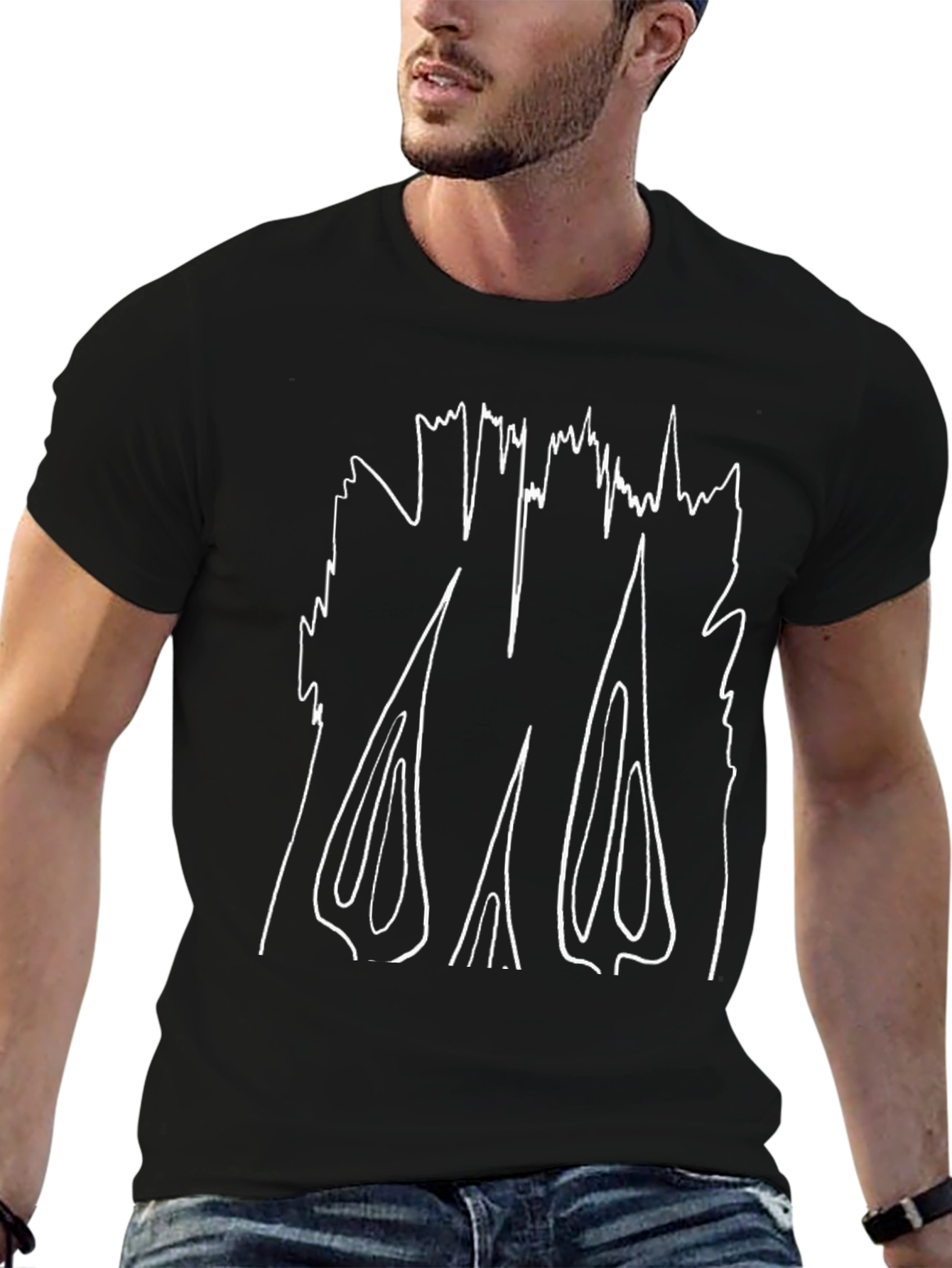 Abstract Graphic Tee - Modern Design Black T-Shirt