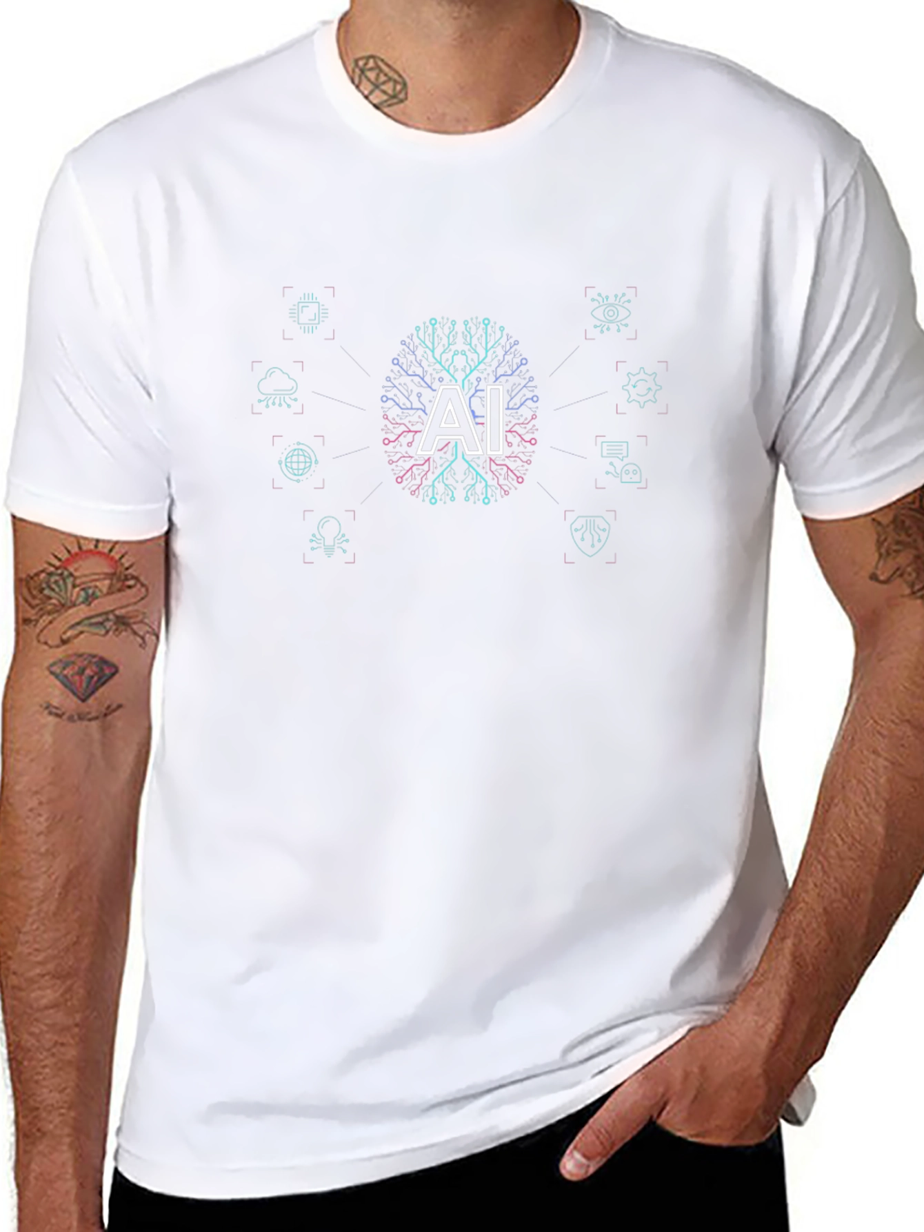 AI Brain Circuitry Graphic T-Shirt