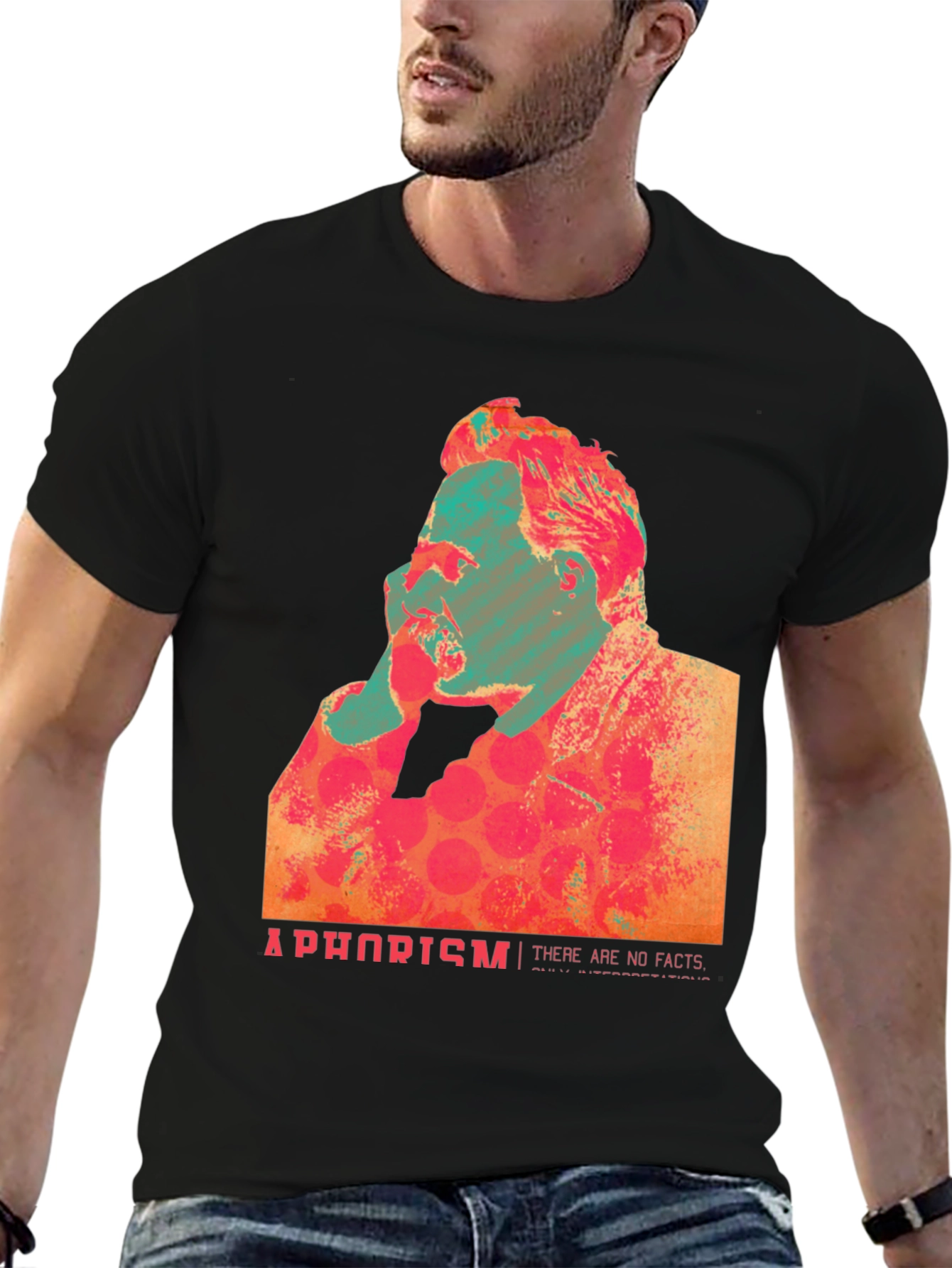 Abstract Nietzsche Quote Graphic T-Shirt