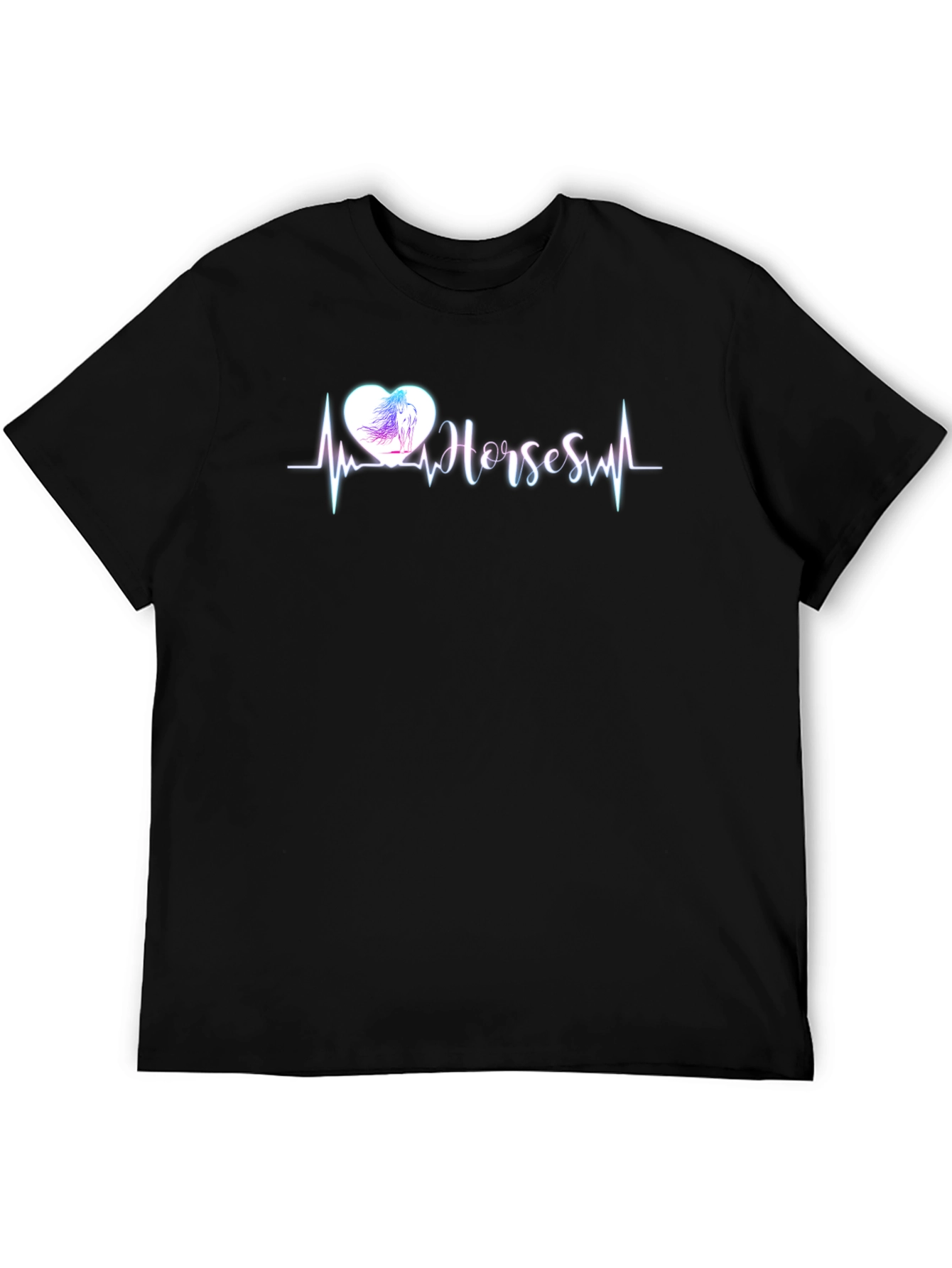 Horse Heartbeat Graphic T-Shirt - Black