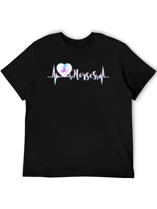 Horse Heartbeat Graphic T-Shirt - Black