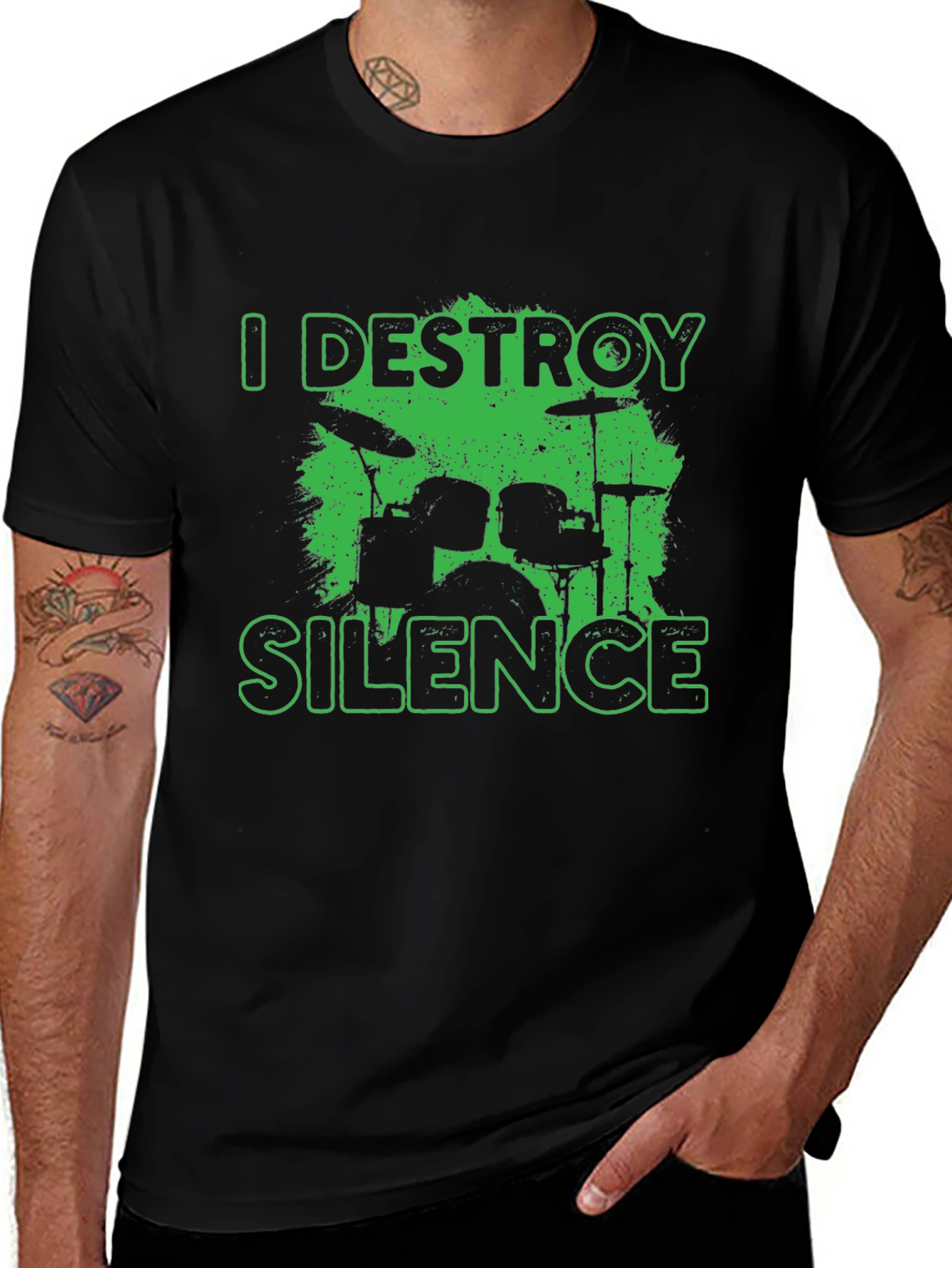 I Destroy Silence Drummer Black T-Shirt