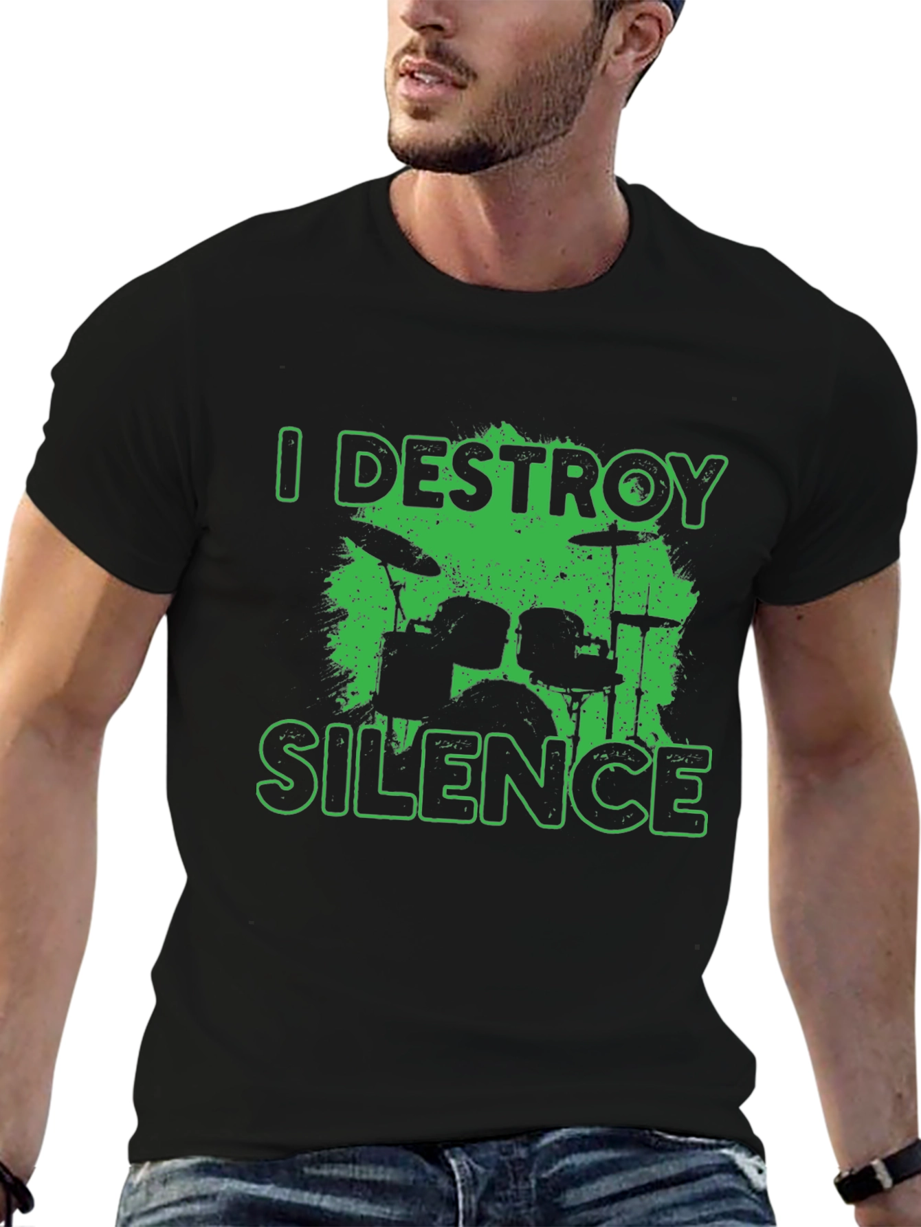 I Destroy Silence Drummer Black T-Shirt