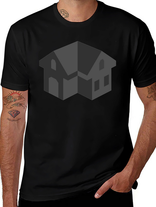 Abstract House Graphic Black T-Shirt