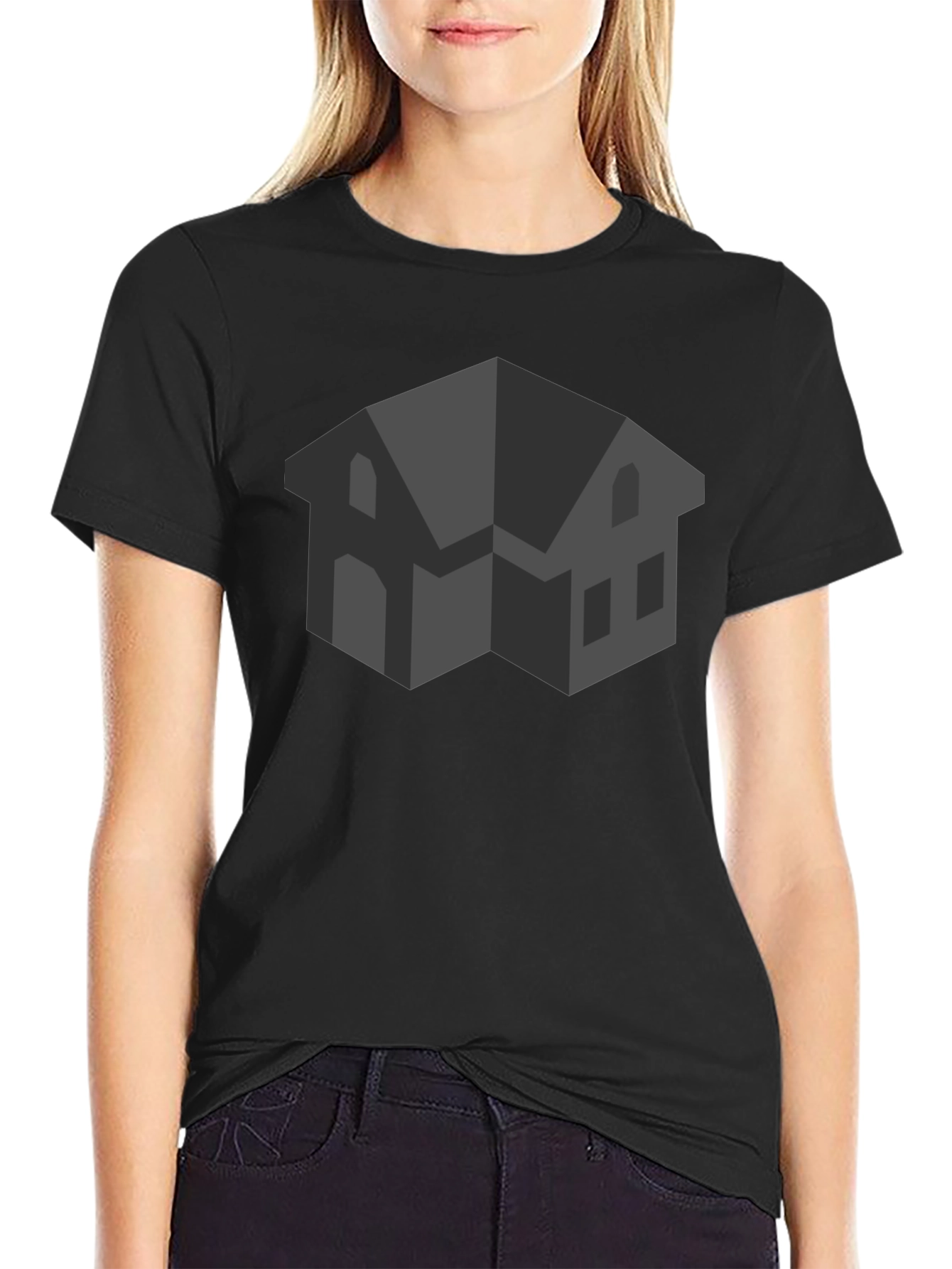 Abstract House Graphic Black T-Shirt