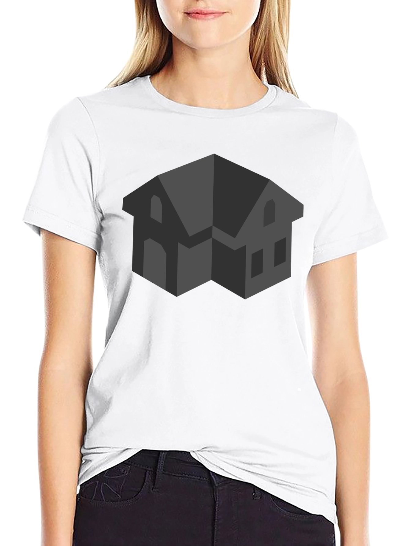 Abstract House Graphic Black T-Shirt