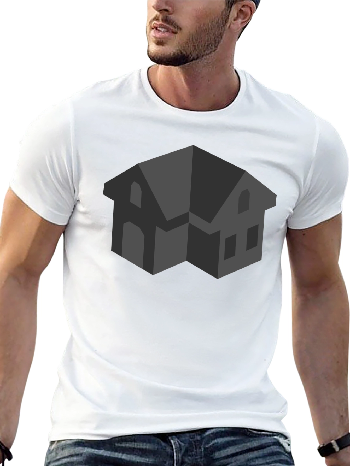 Abstract House Graphic Black T-Shirt