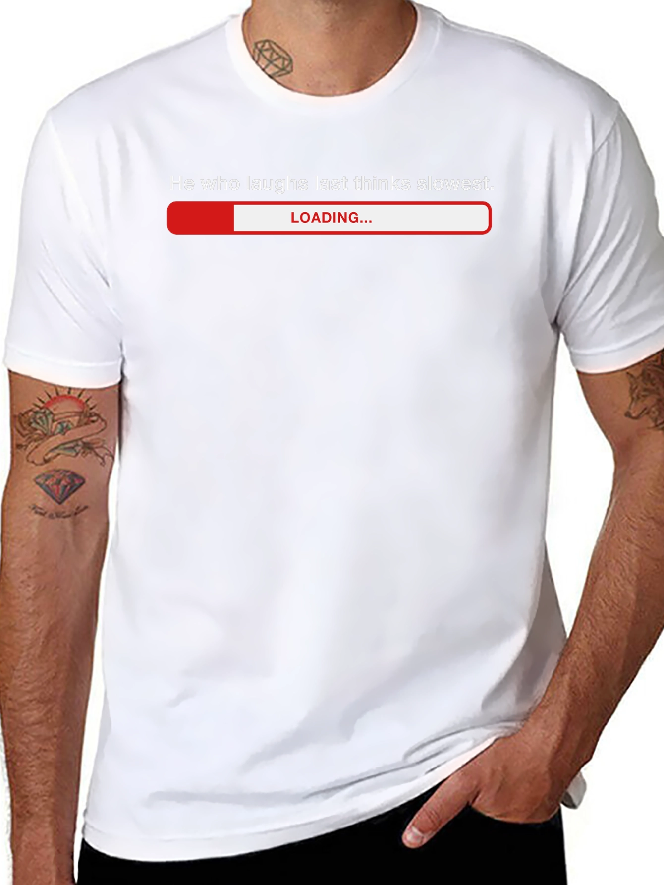 Humorous He Who Laughs Last Loading Bar T-Shirt