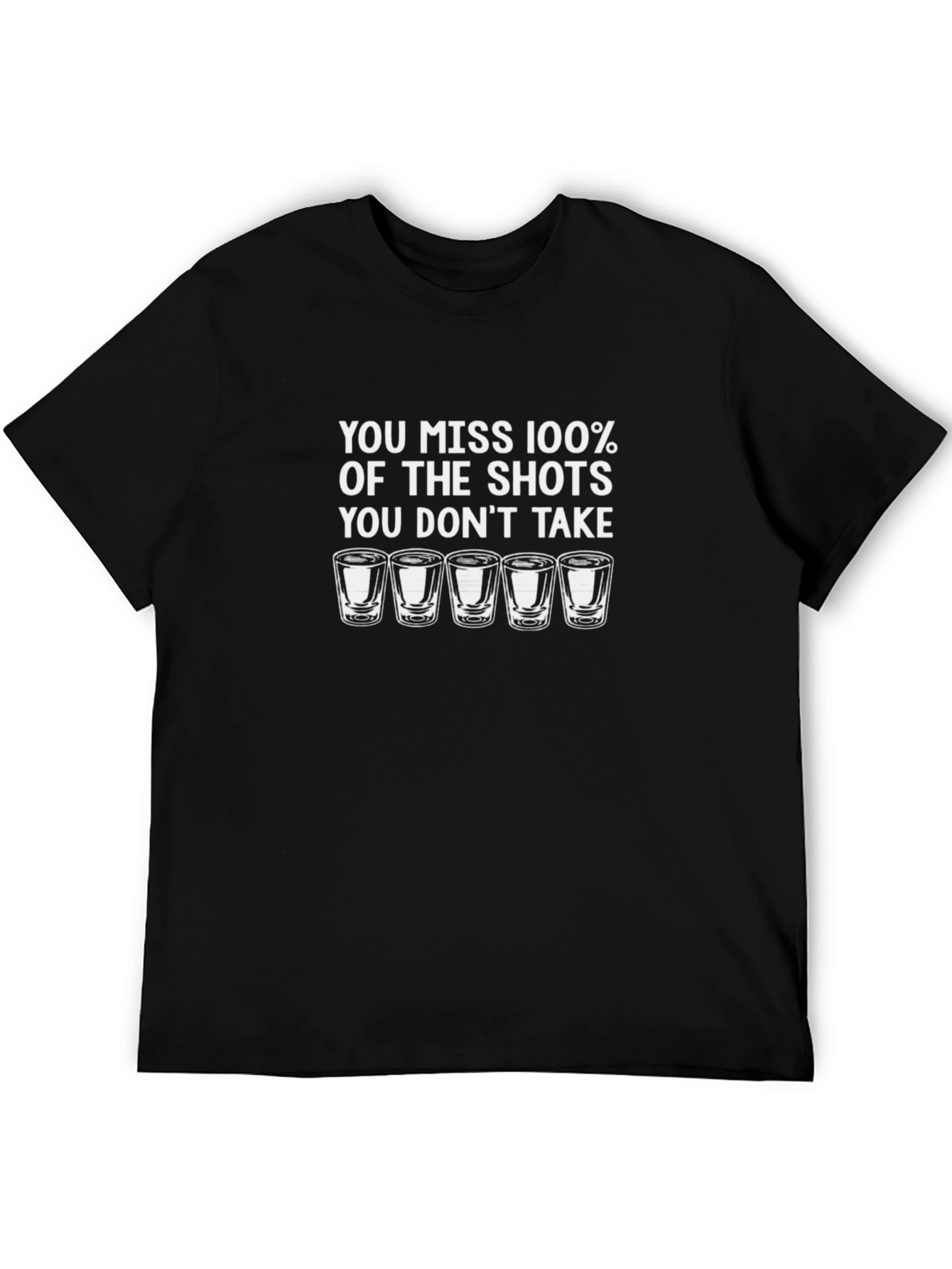 Humorous Shot Glass Graphic Mens Black T-Shirt