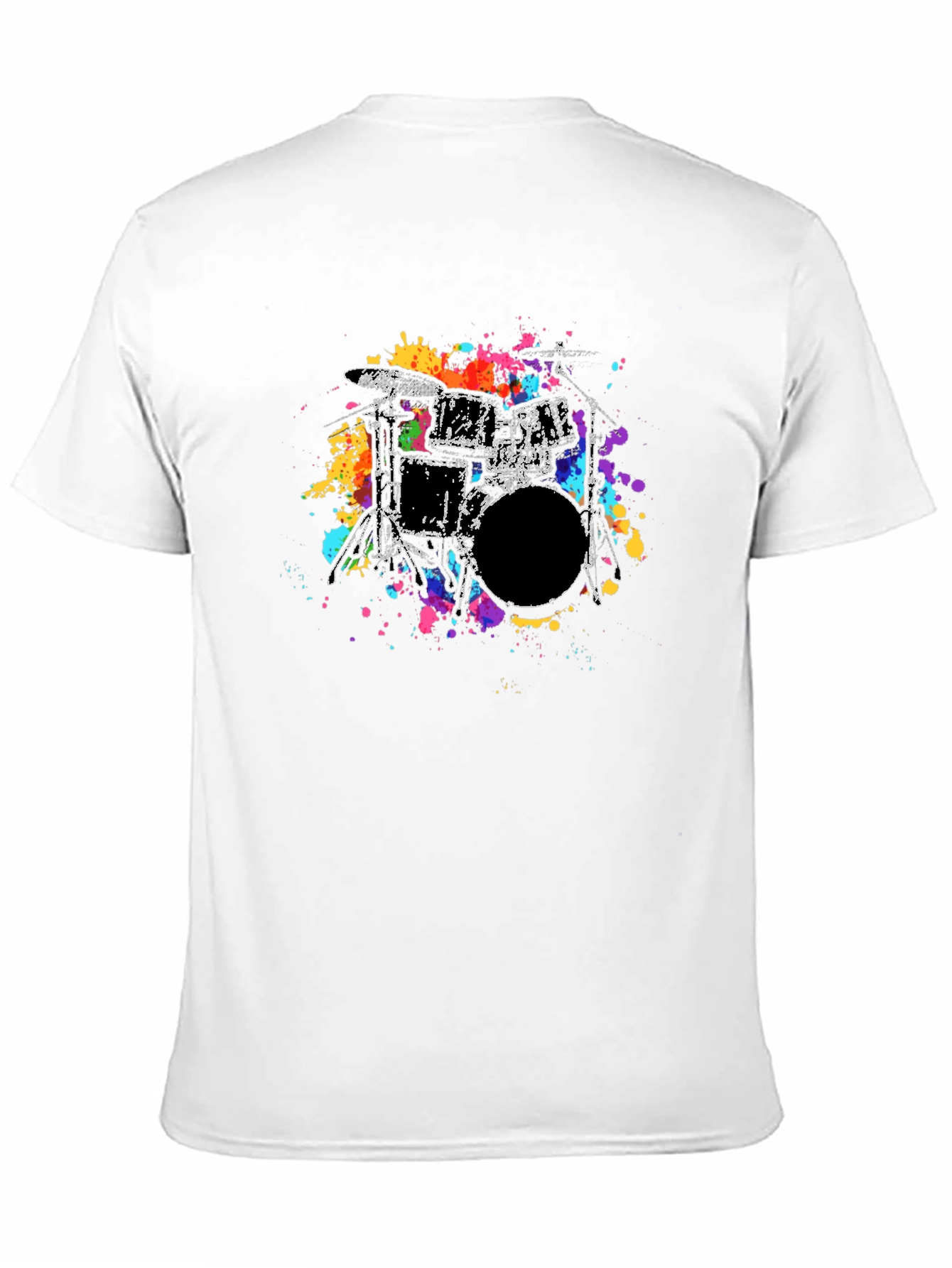 Abstract Drum Kit Graphic Tee - Black Cotton T-Shirt