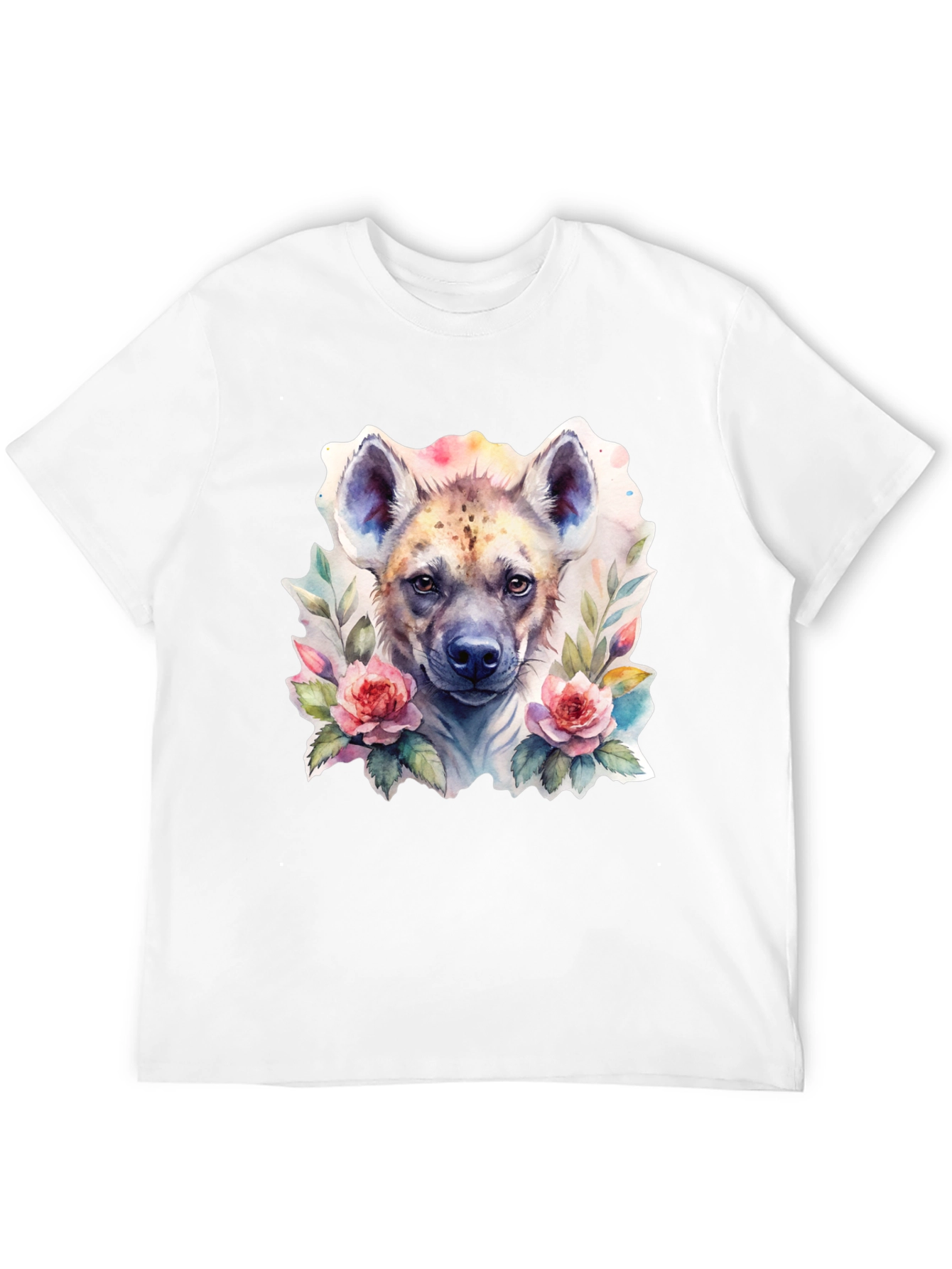 Hyena Floral Graphic Tee - Trendy Animal Design