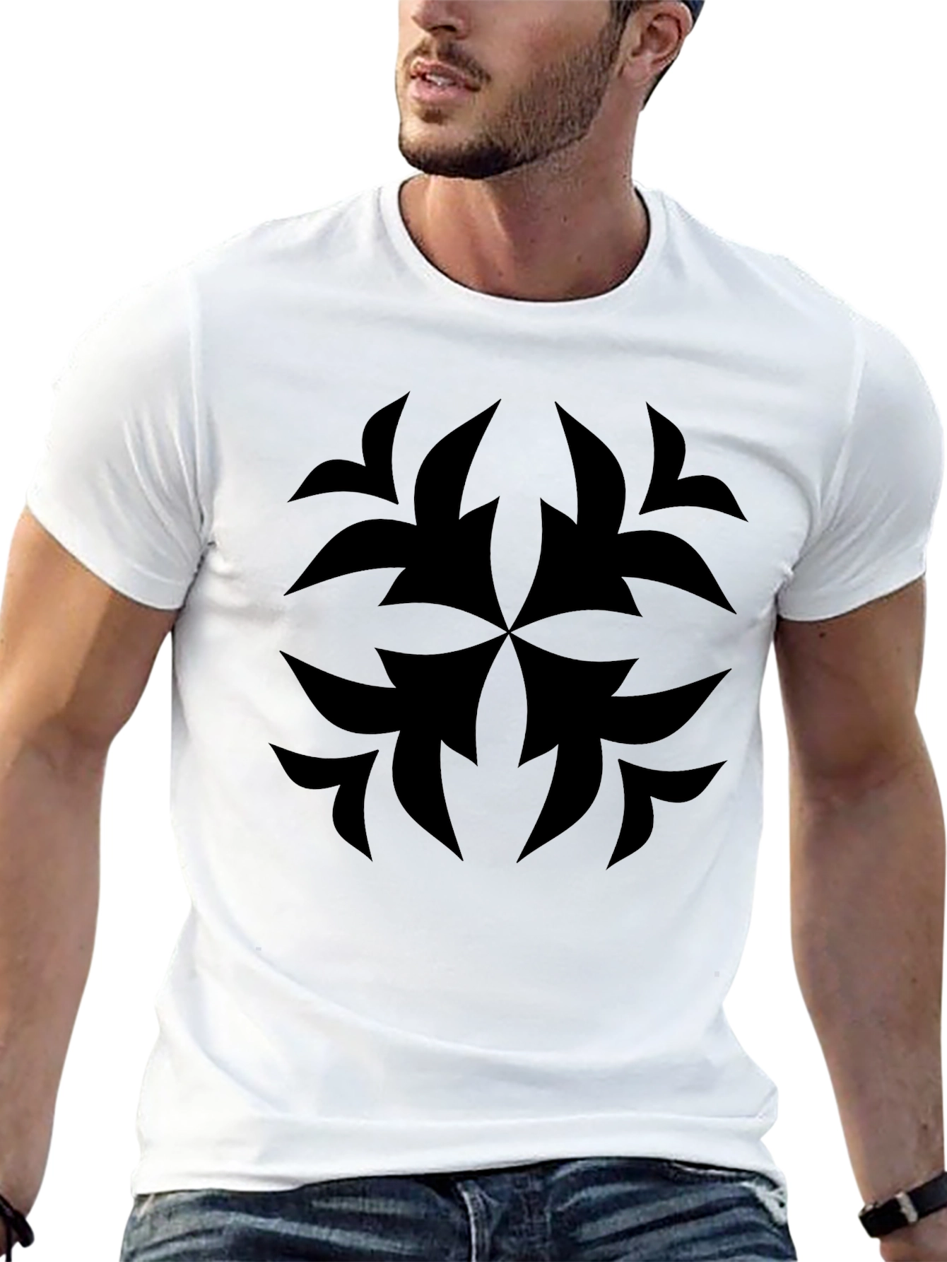 Abstract Black Graphic Print Crew Neck T-Shirt