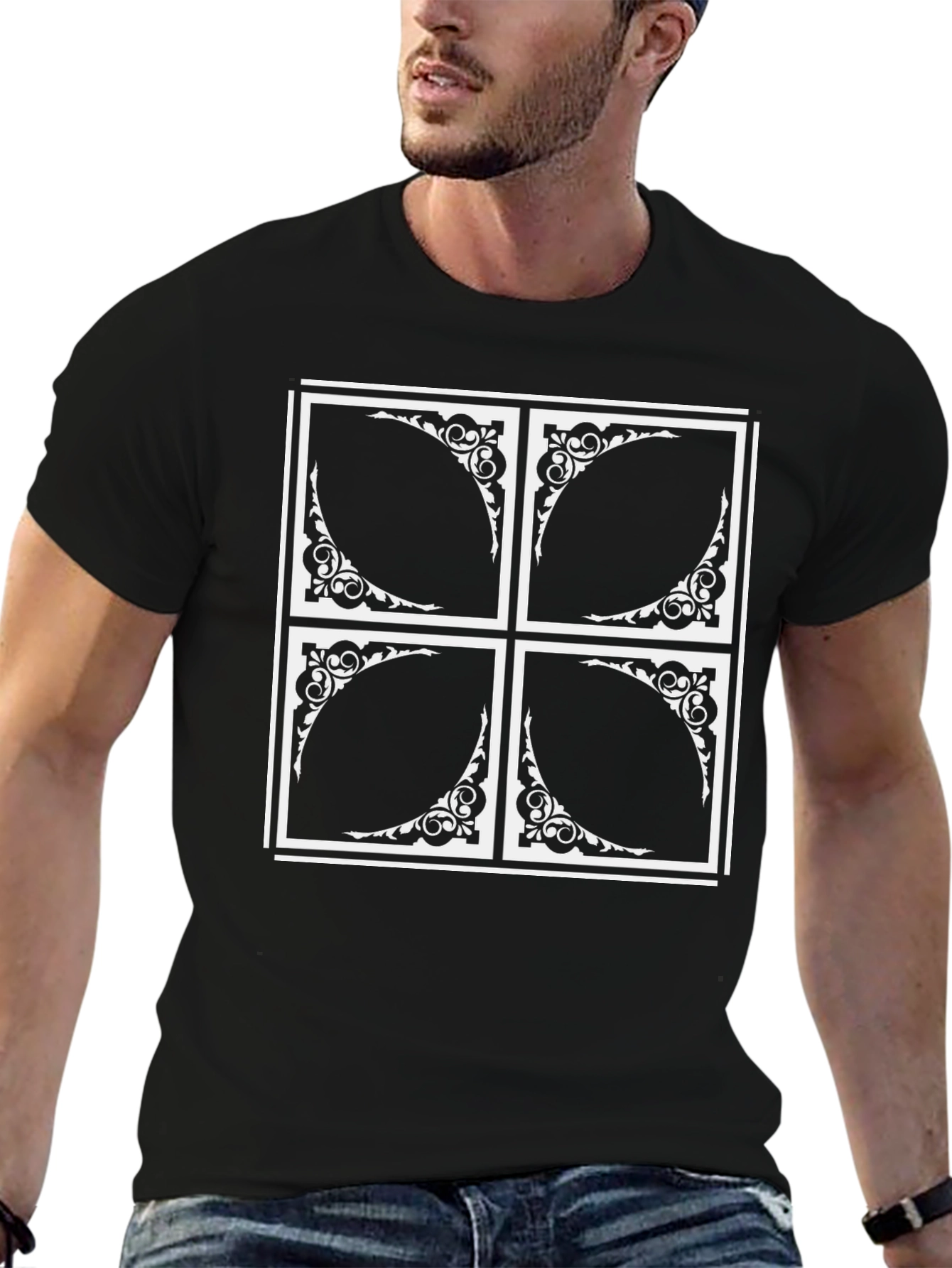 Abstract Pattern Black Tee