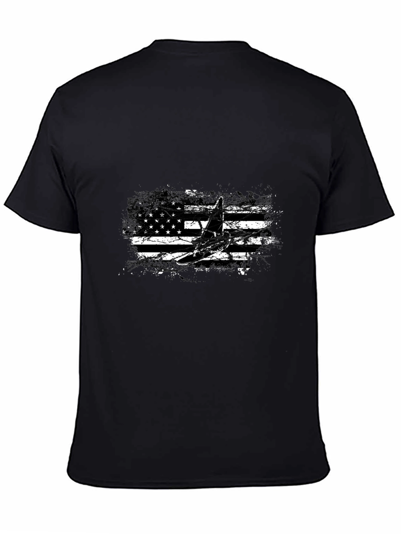 American Flag Airplane Graphic Tee - Black