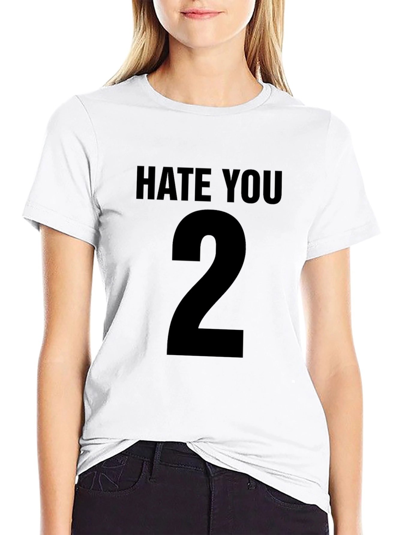 Hate You 2 Black T-Shirt Sarcastic Graphic Tee