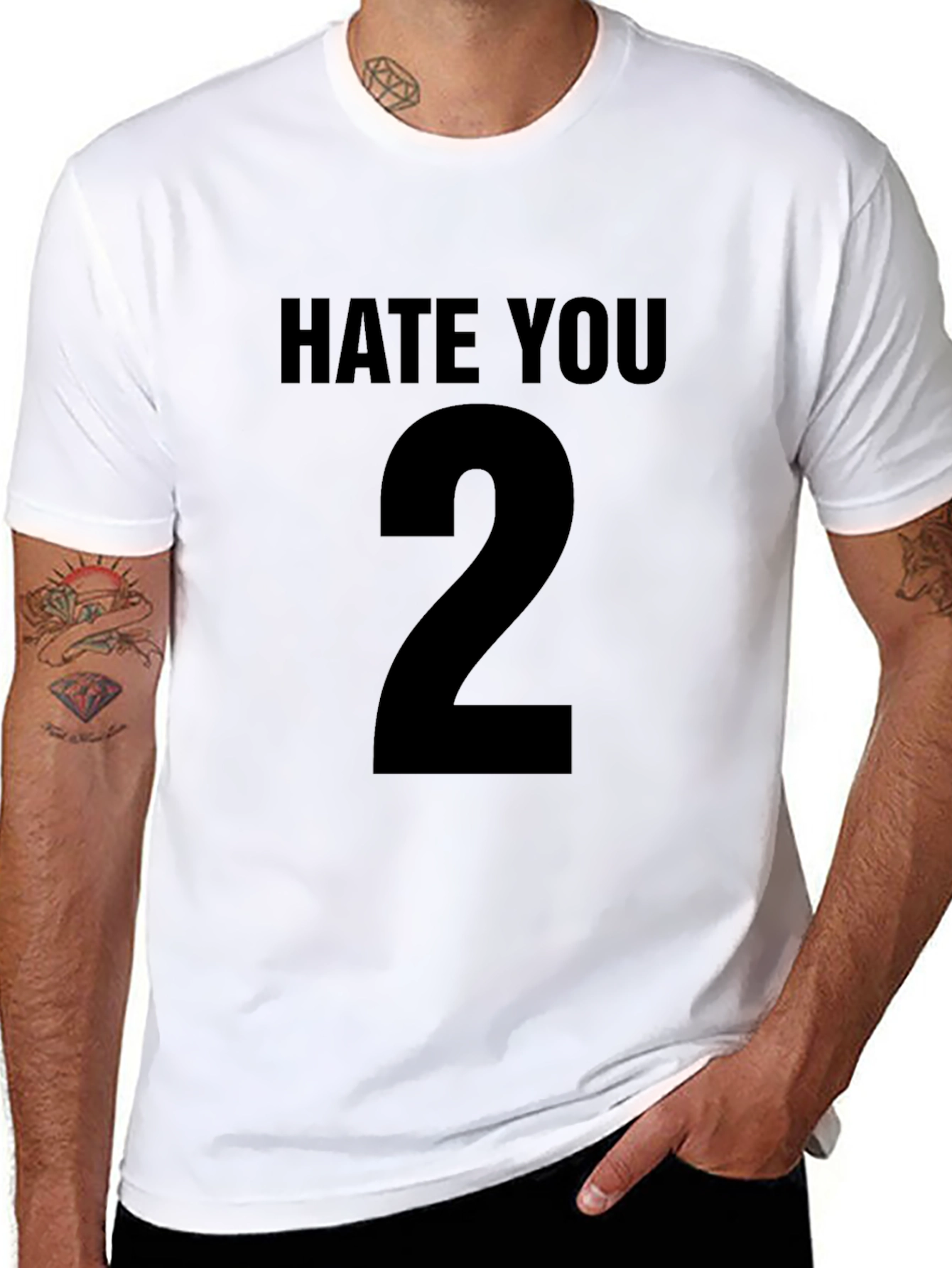 Hate You 2 Black T-Shirt Sarcastic Graphic Tee