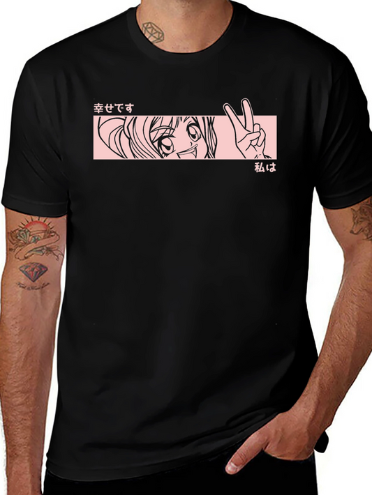Anime Graphic T-Shirt - Black