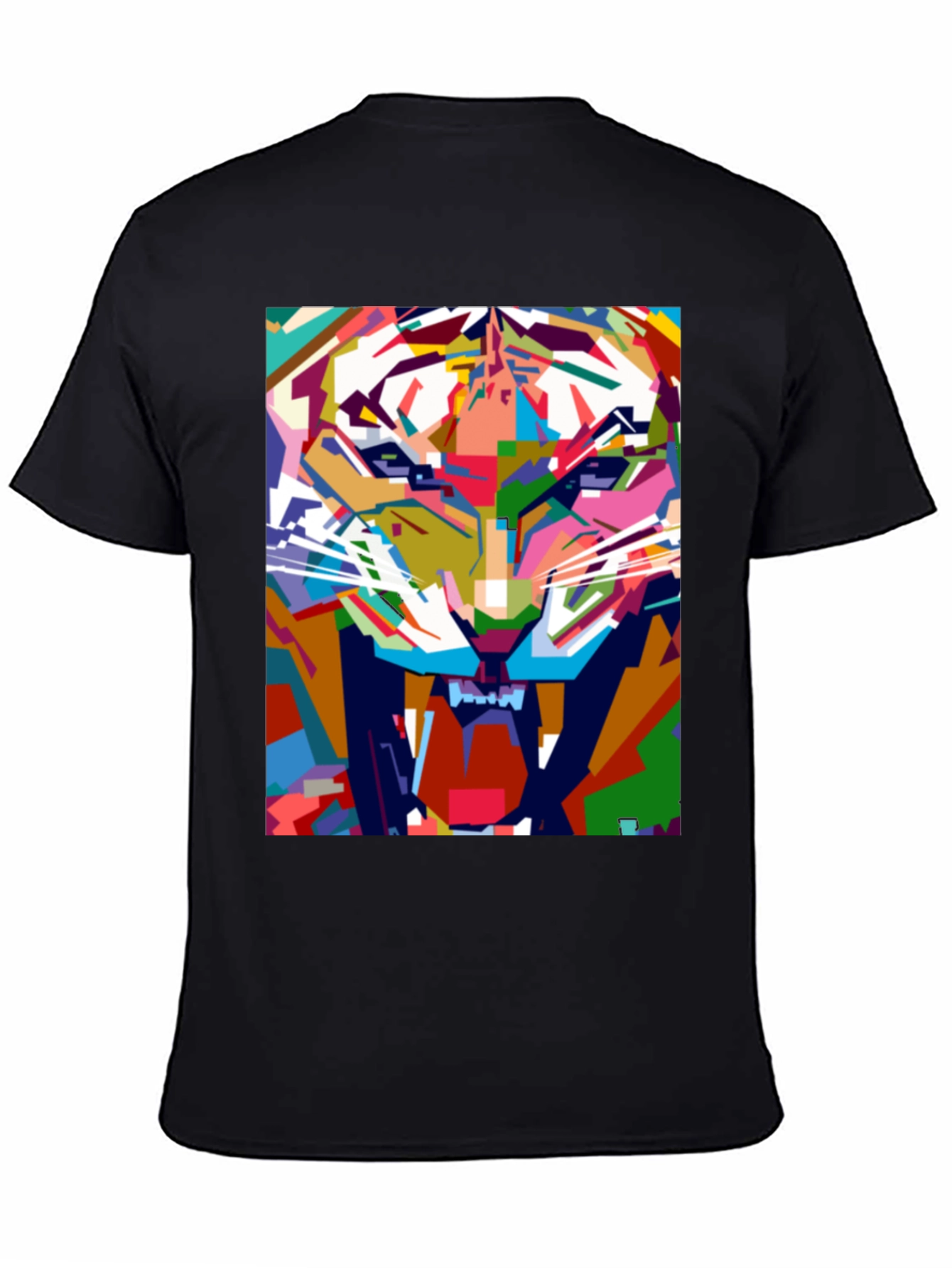 Abstract Tiger Graphic Print Black T-Shirt
