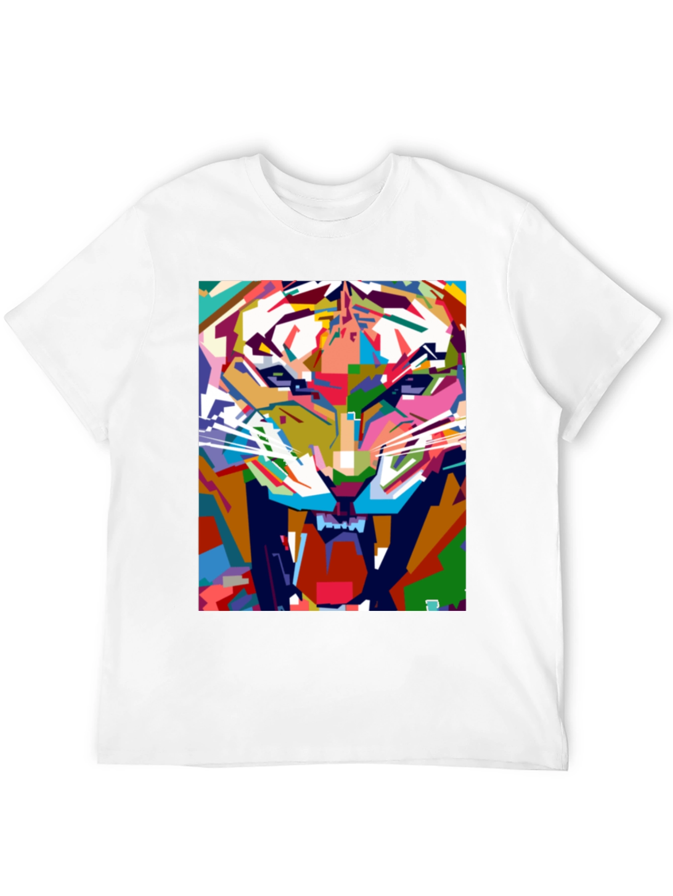 Abstract Tiger Graphic Print Black T-Shirt