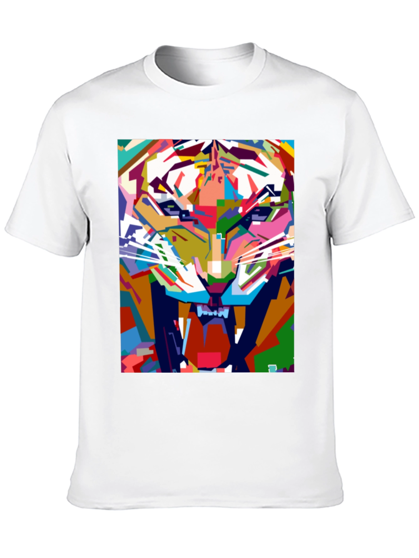 Abstract Tiger Graphic Print Black T-Shirt