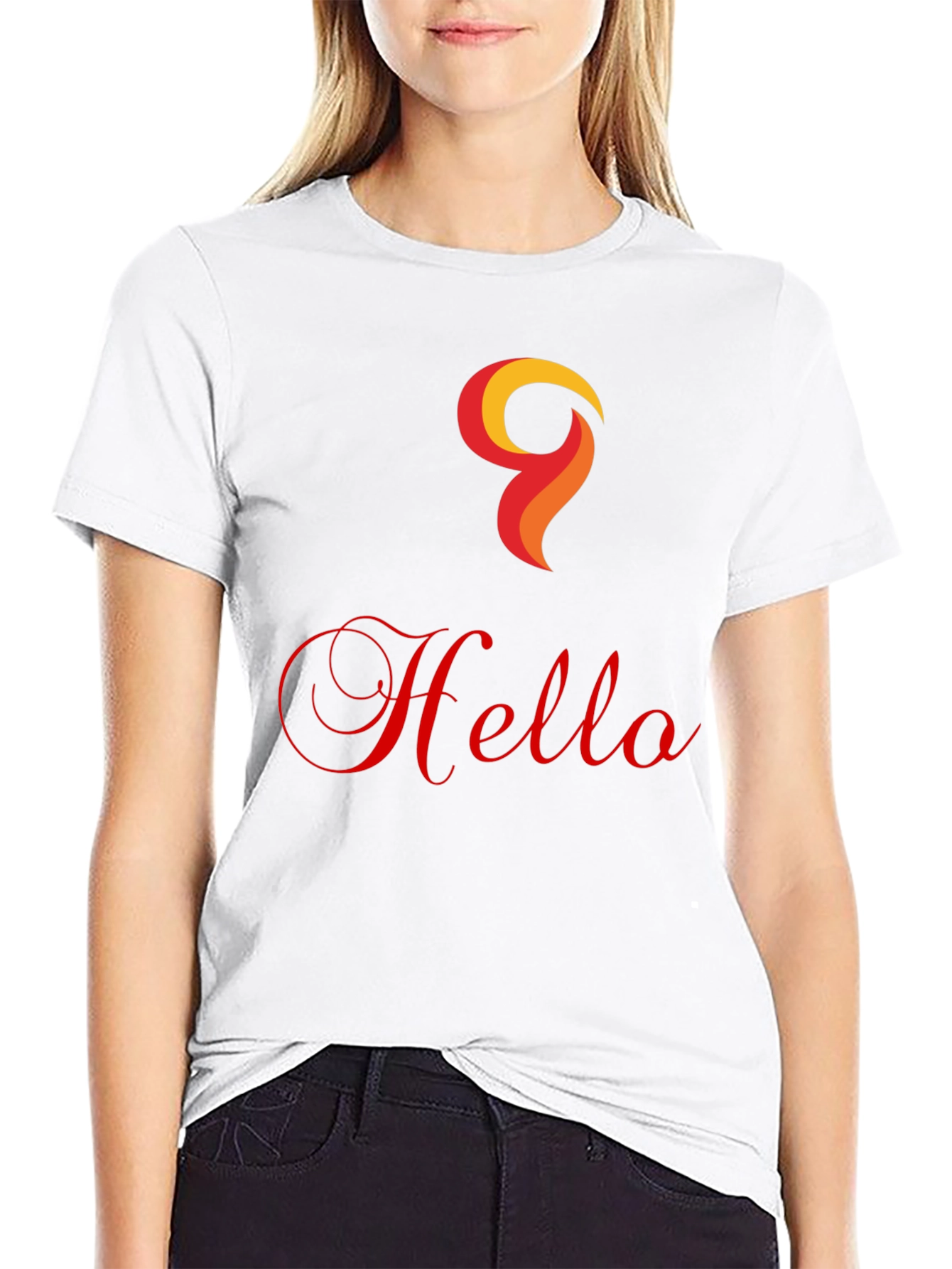 Hello Design Black Cotton T-Shirt