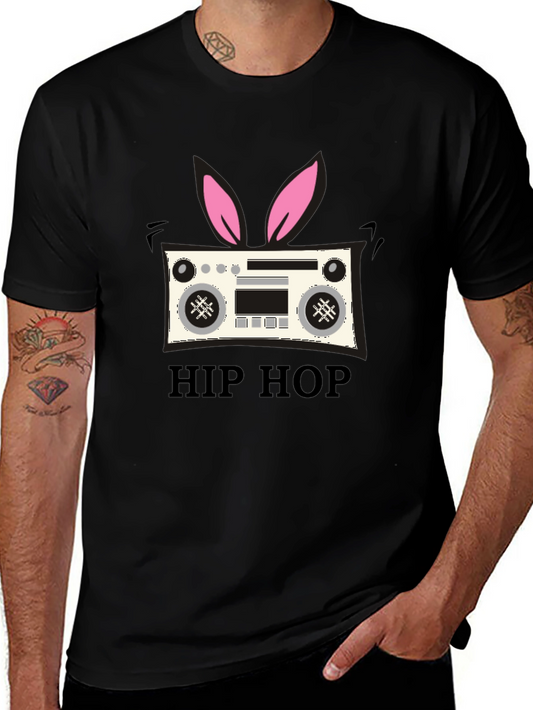 Hip Hop Bunny Boombox Graphic T-Shirt