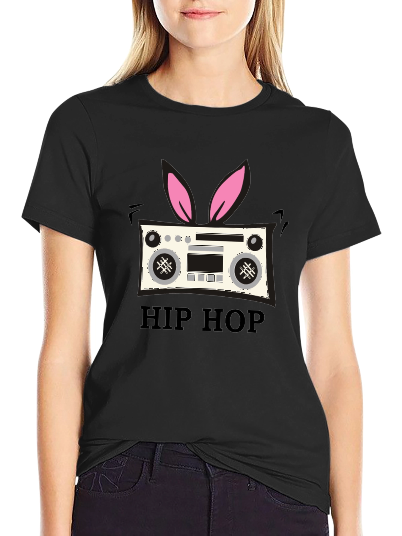 Hip Hop Bunny Boombox Graphic T-Shirt