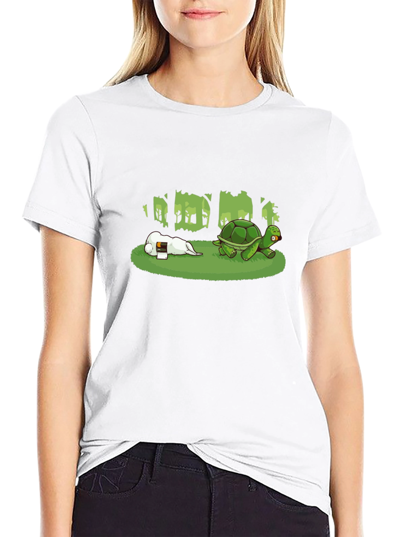 Hare & Tortoise T-Shirt - Black Cotton Blend
