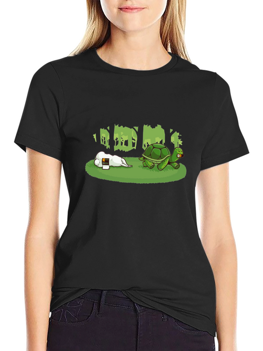 Hare & Tortoise T-Shirt - Black Cotton Blend