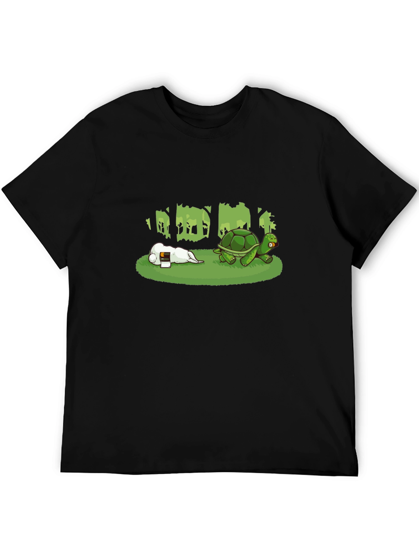 Hare & Tortoise T-Shirt - Black Cotton Blend