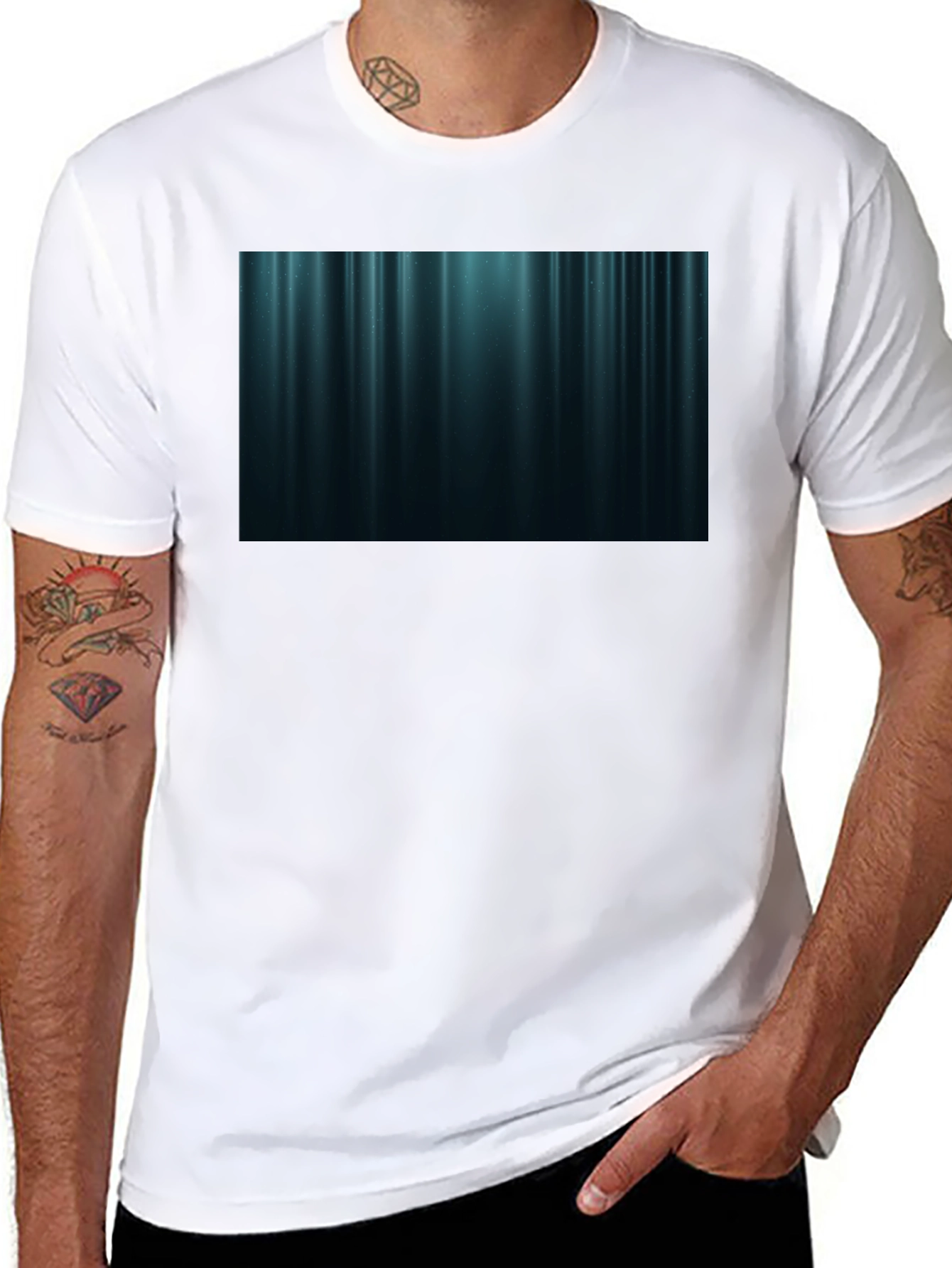 Abstract Vertical Stripe T-Shirt - Black