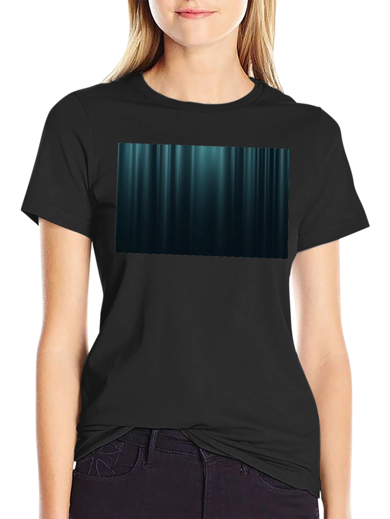 Abstract Vertical Stripe T-Shirt - Black