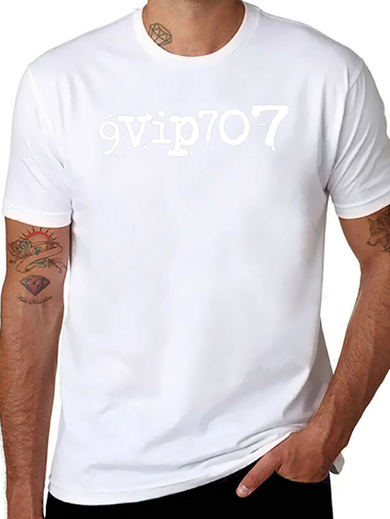 9VIP707 Black Graphic Tee - Bold Statement T-Shirt