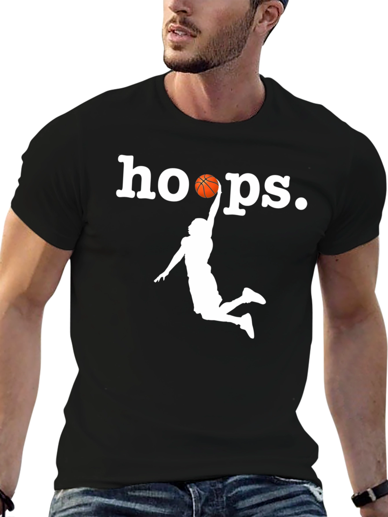 Hoops Graphic T-Shirt - Black Basketball Tee