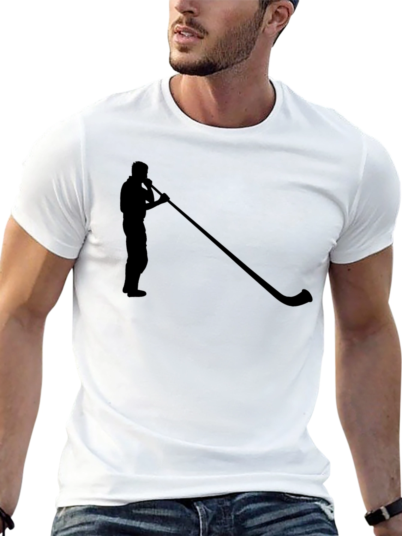 Alphorn Silhouette Graphic Tee - Black Cotton T-Shirt
