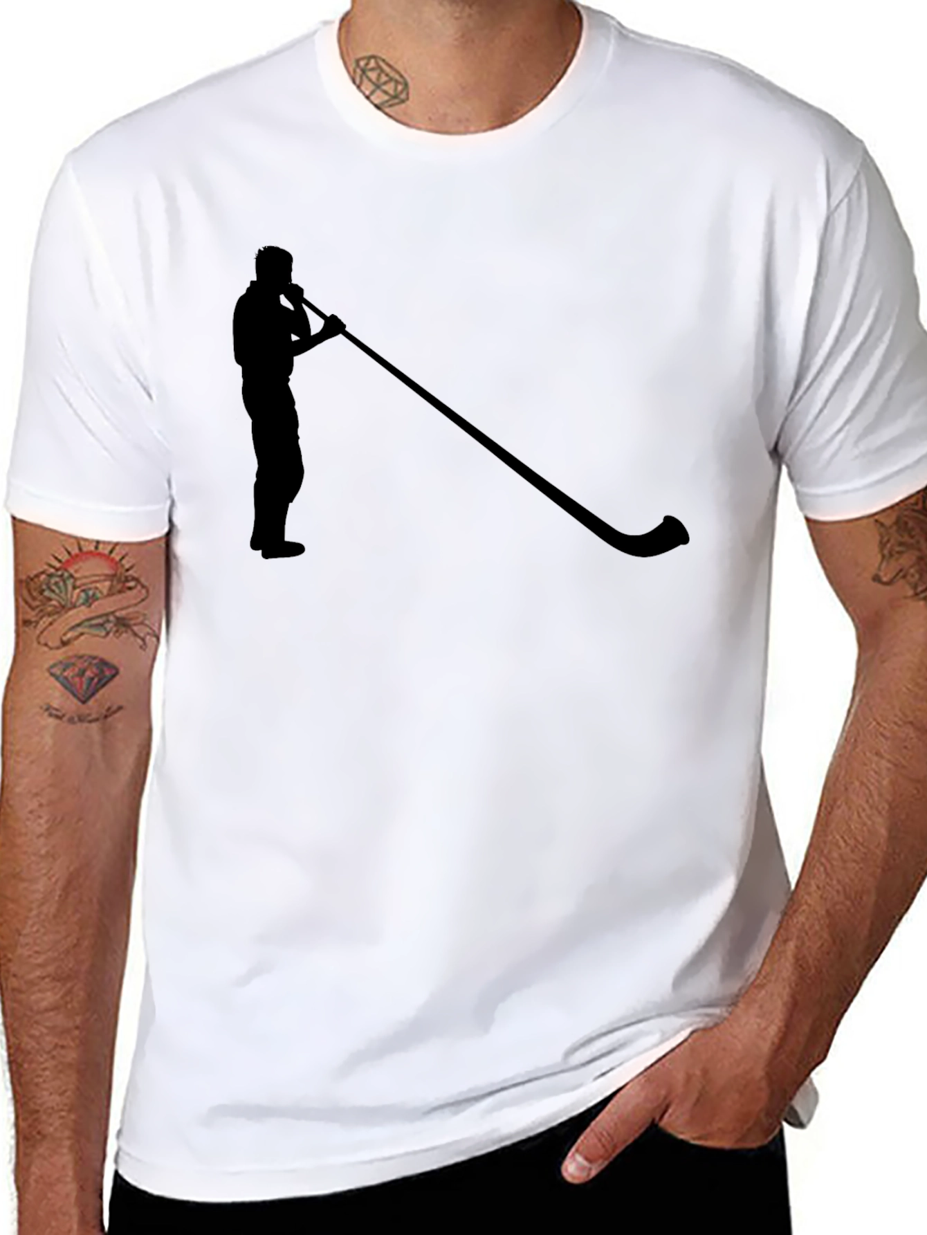Alphorn Silhouette Graphic Tee - Black Cotton T-Shirt