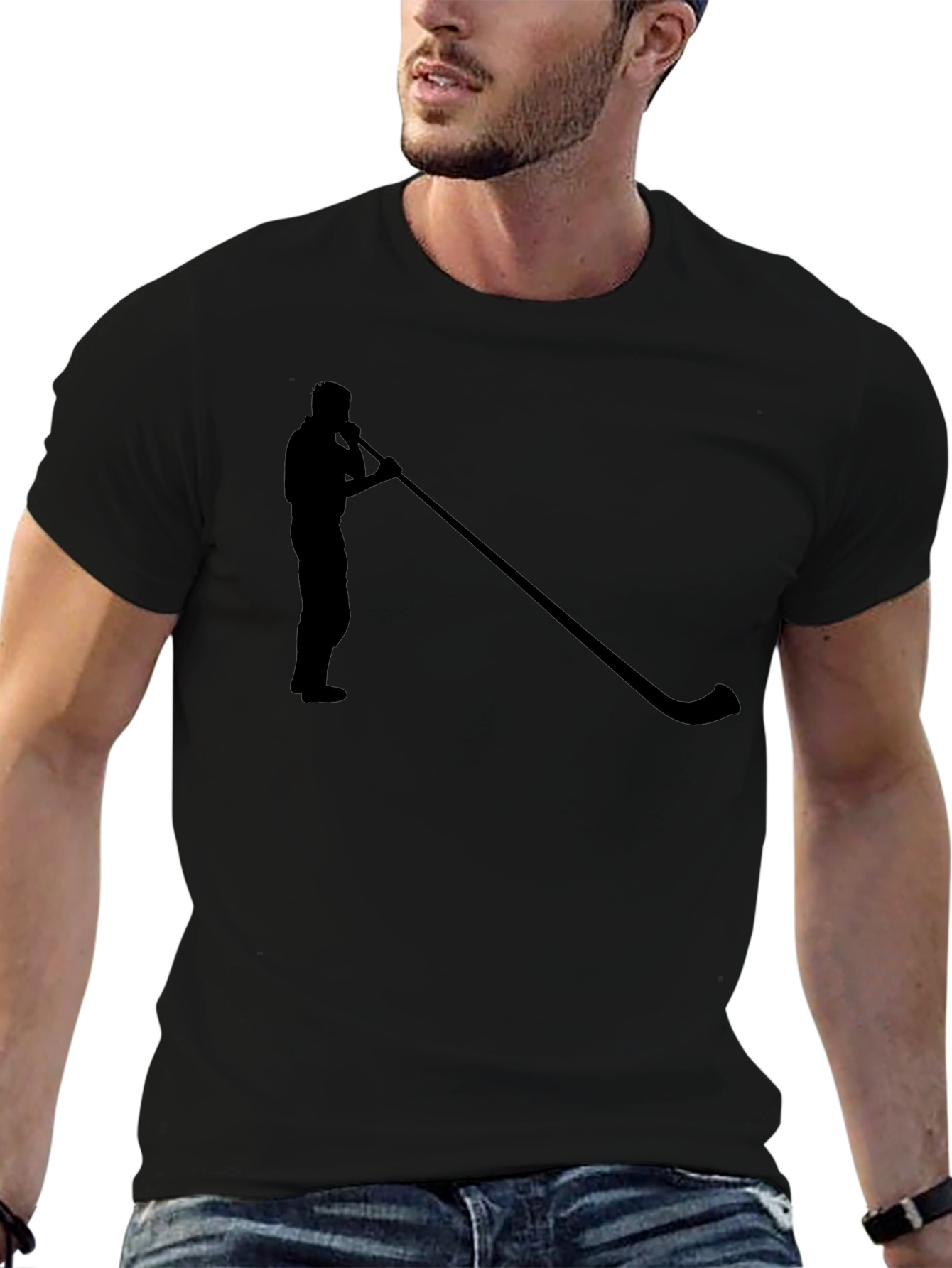 Alphorn Silhouette Graphic Tee - Black Cotton T-Shirt