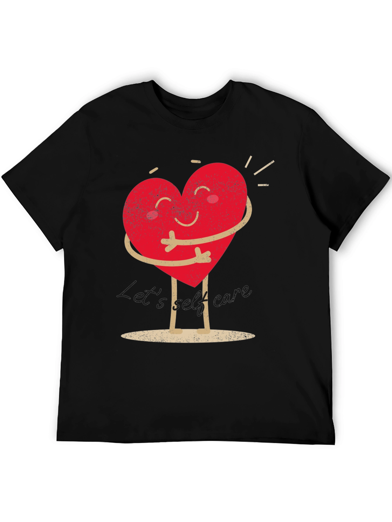 Heart Hug Graphic T-Shirt - Black Casual Wear