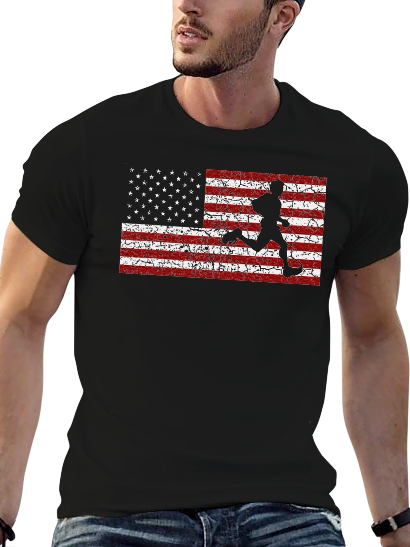 American Flag Runner Graphic T-Shirt