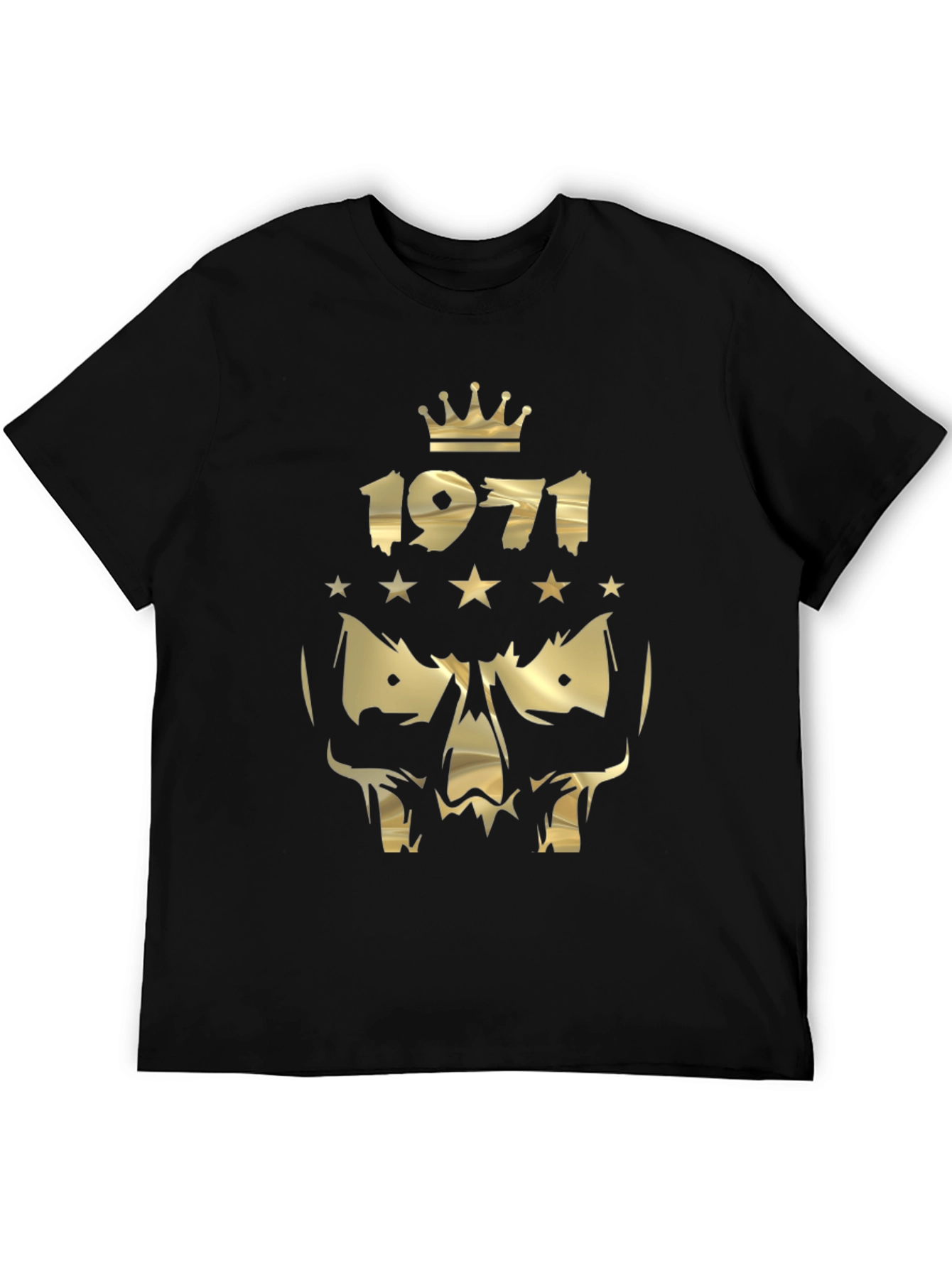 1971 Crowned Skull Graphic Black T-Shirt