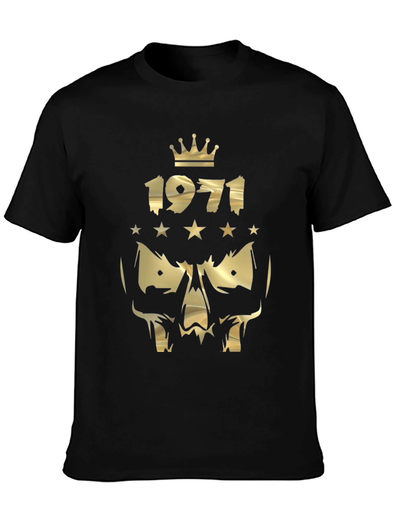 1971 Crowned Skull Graphic Black T-Shirt