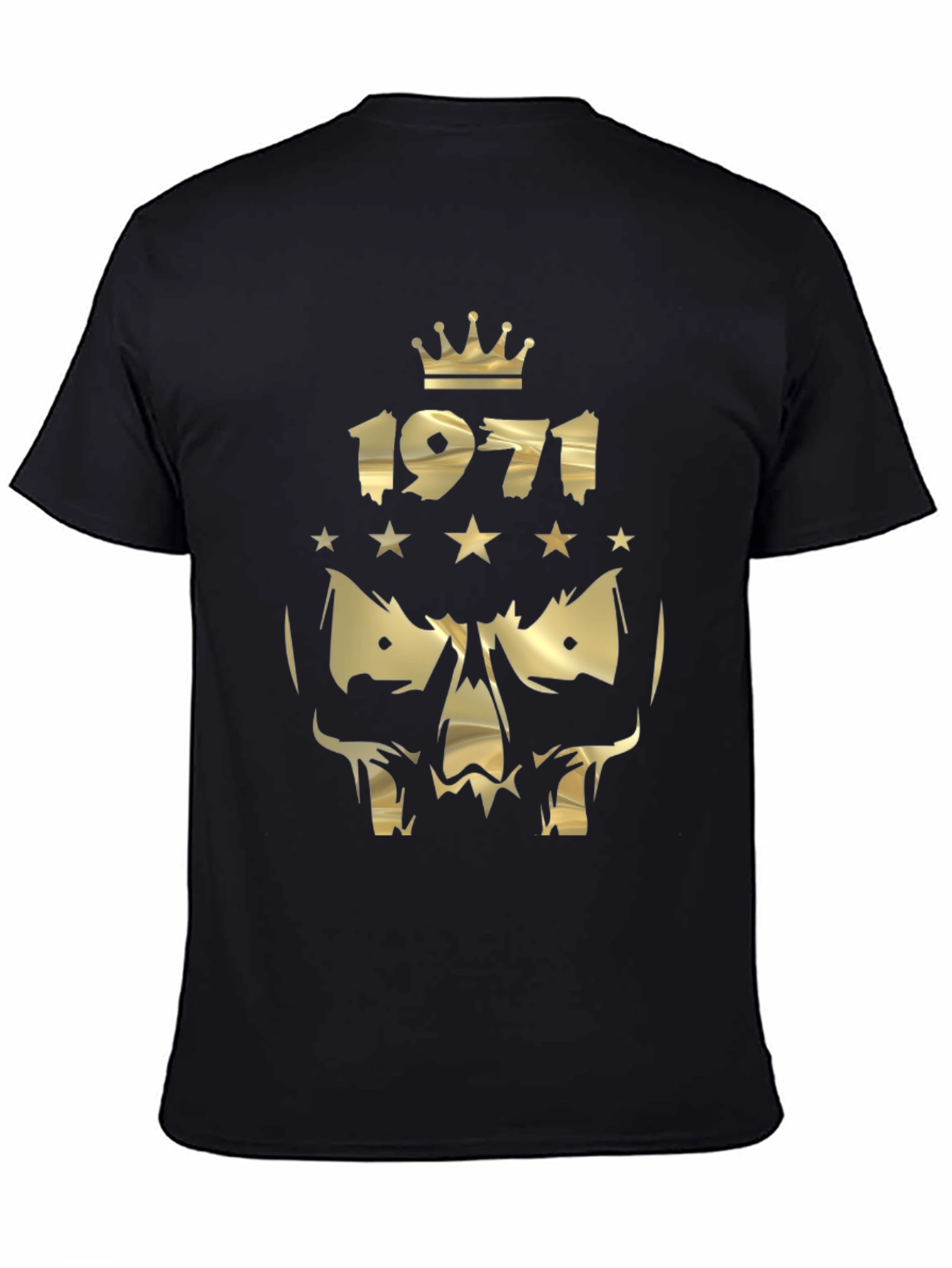 1971 Crowned Skull Graphic Black T-Shirt