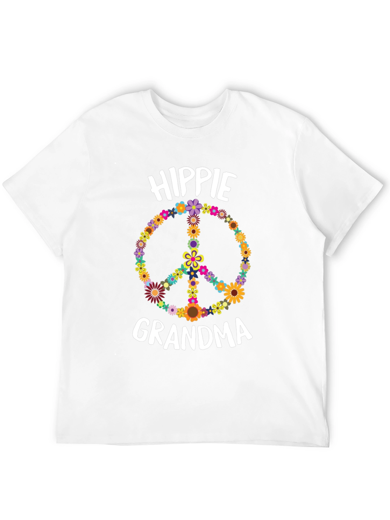 Hippie Grandma Flower Peace Sign T-Shirt