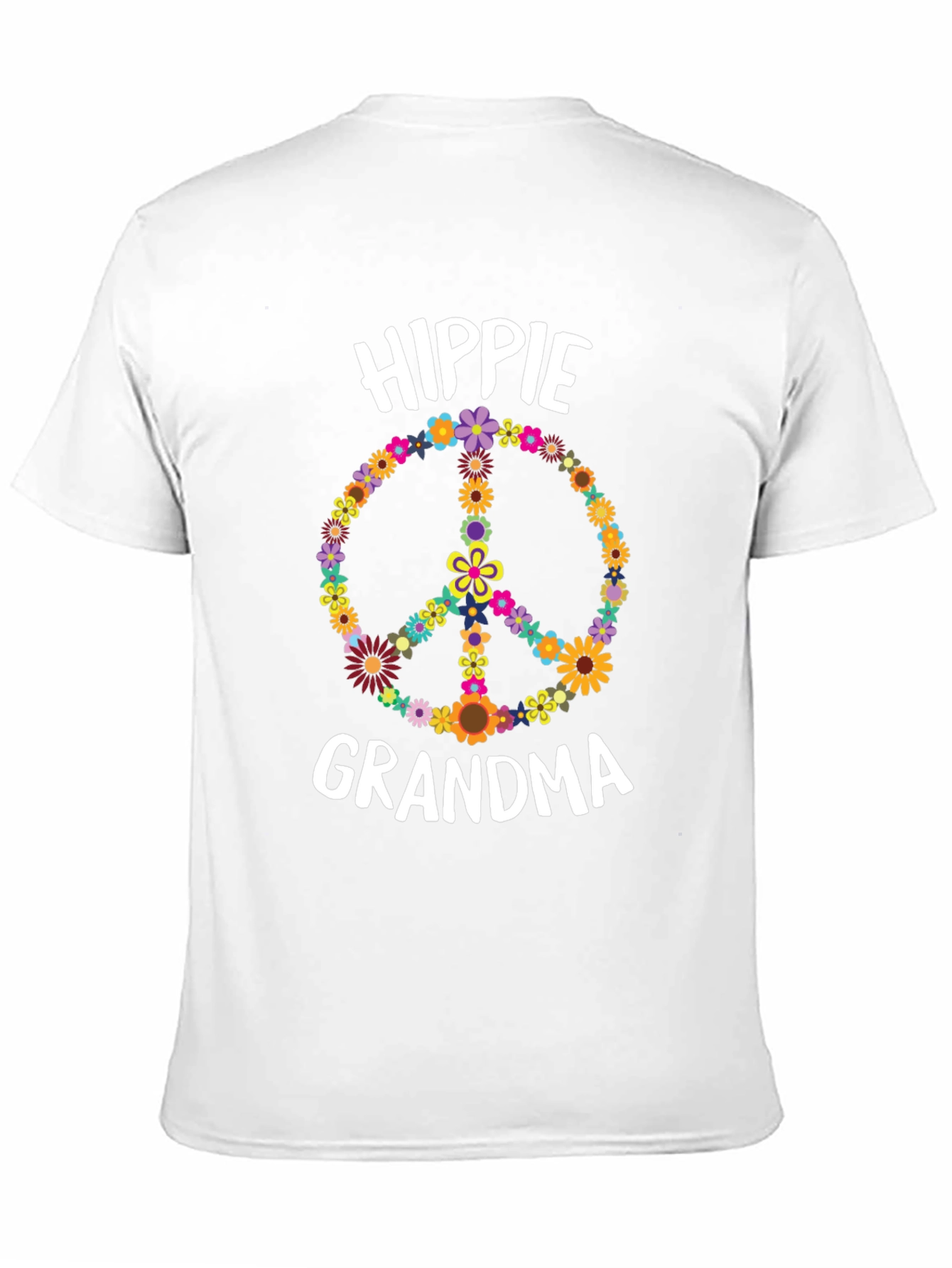 Hippie Grandma Flower Peace Sign T-Shirt
