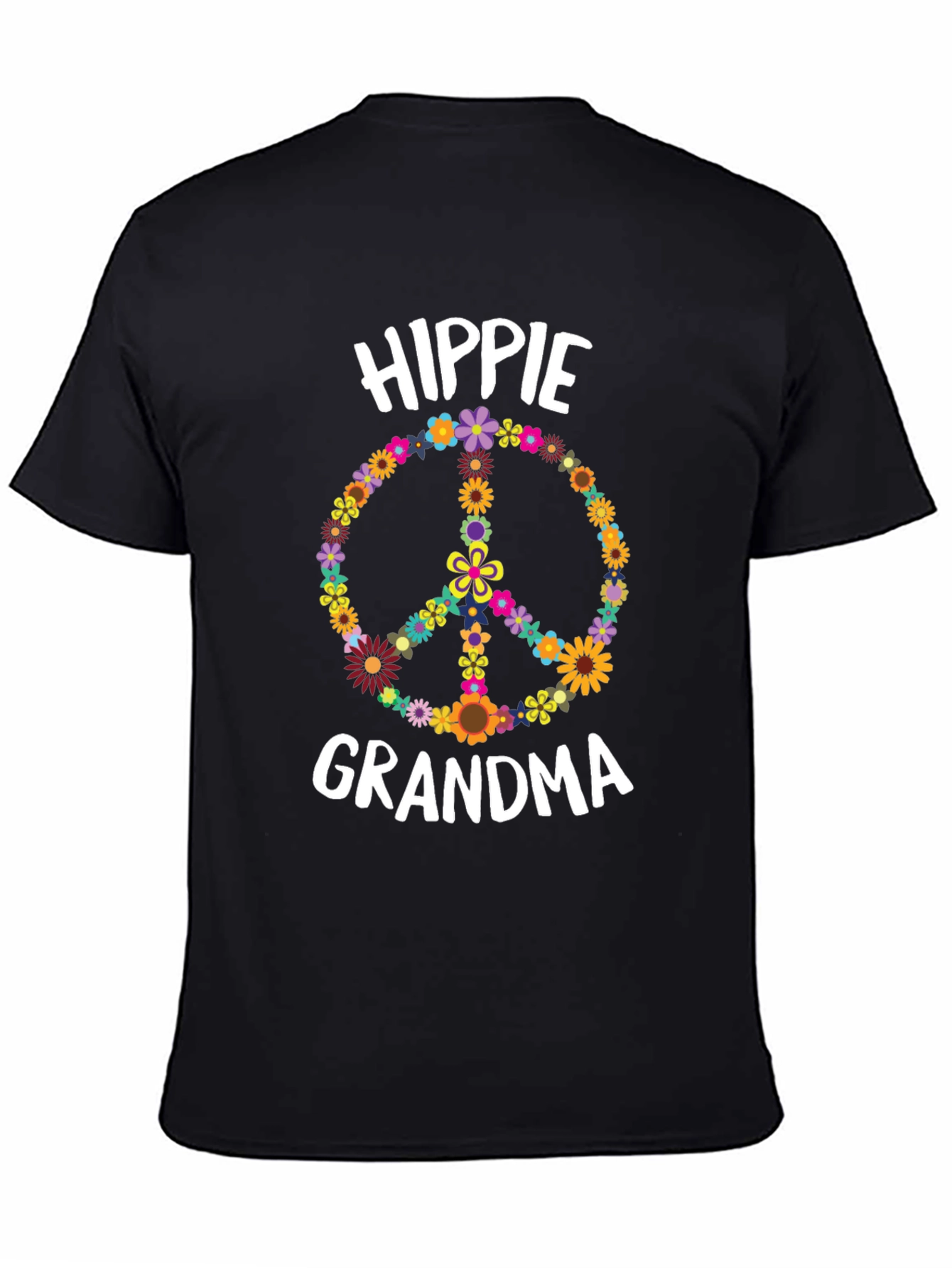 Hippie Grandma Flower Peace Sign T-Shirt