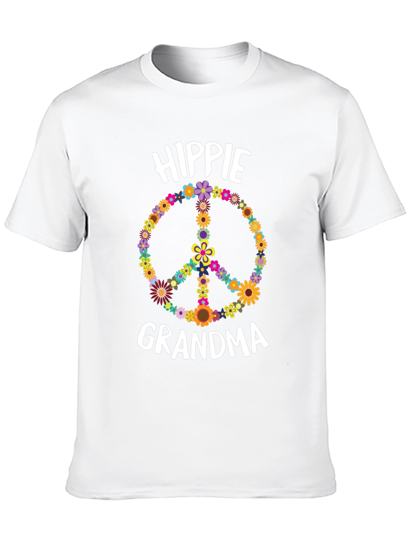 Hippie Grandma Flower Peace Sign T-Shirt