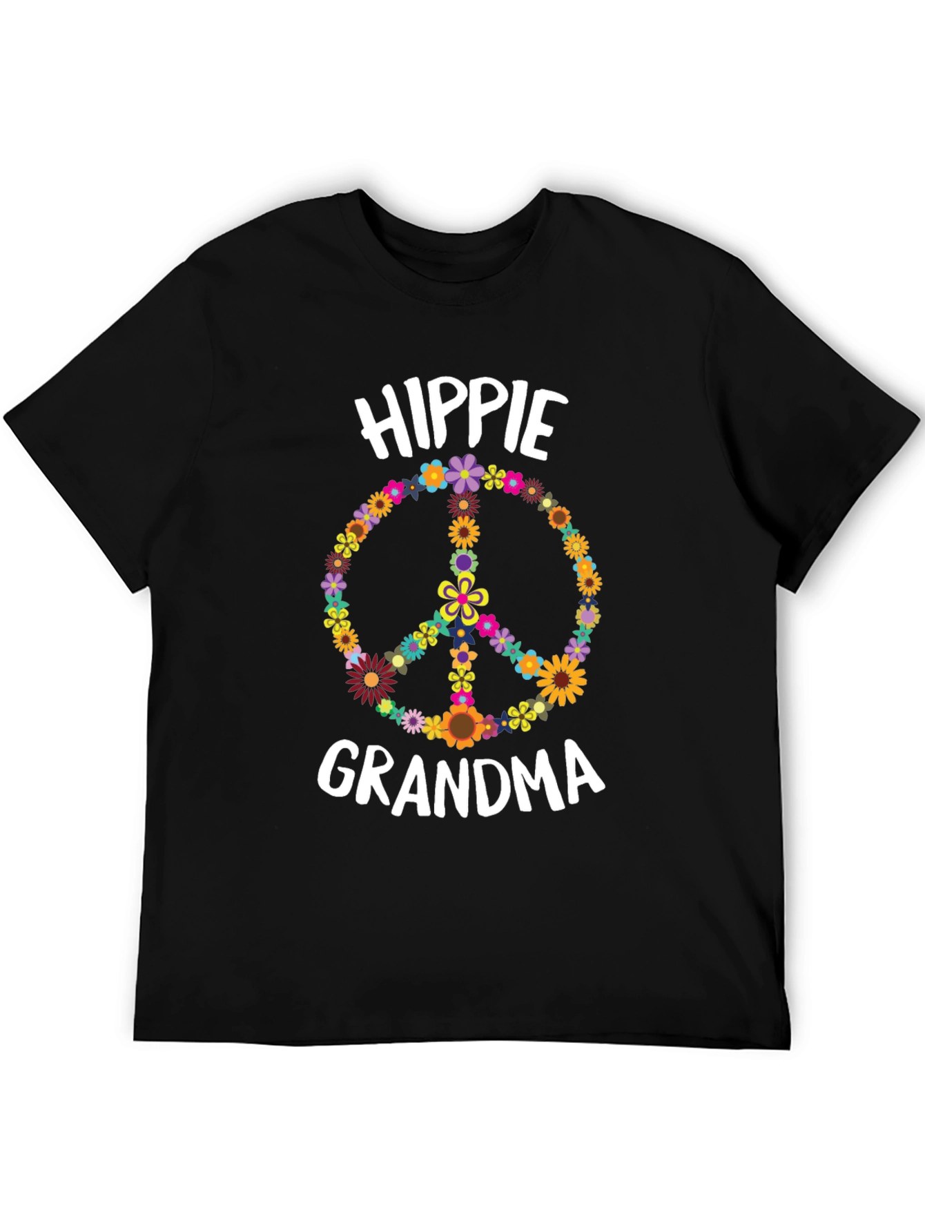 Hippie Grandma Flower Peace Sign T-Shirt