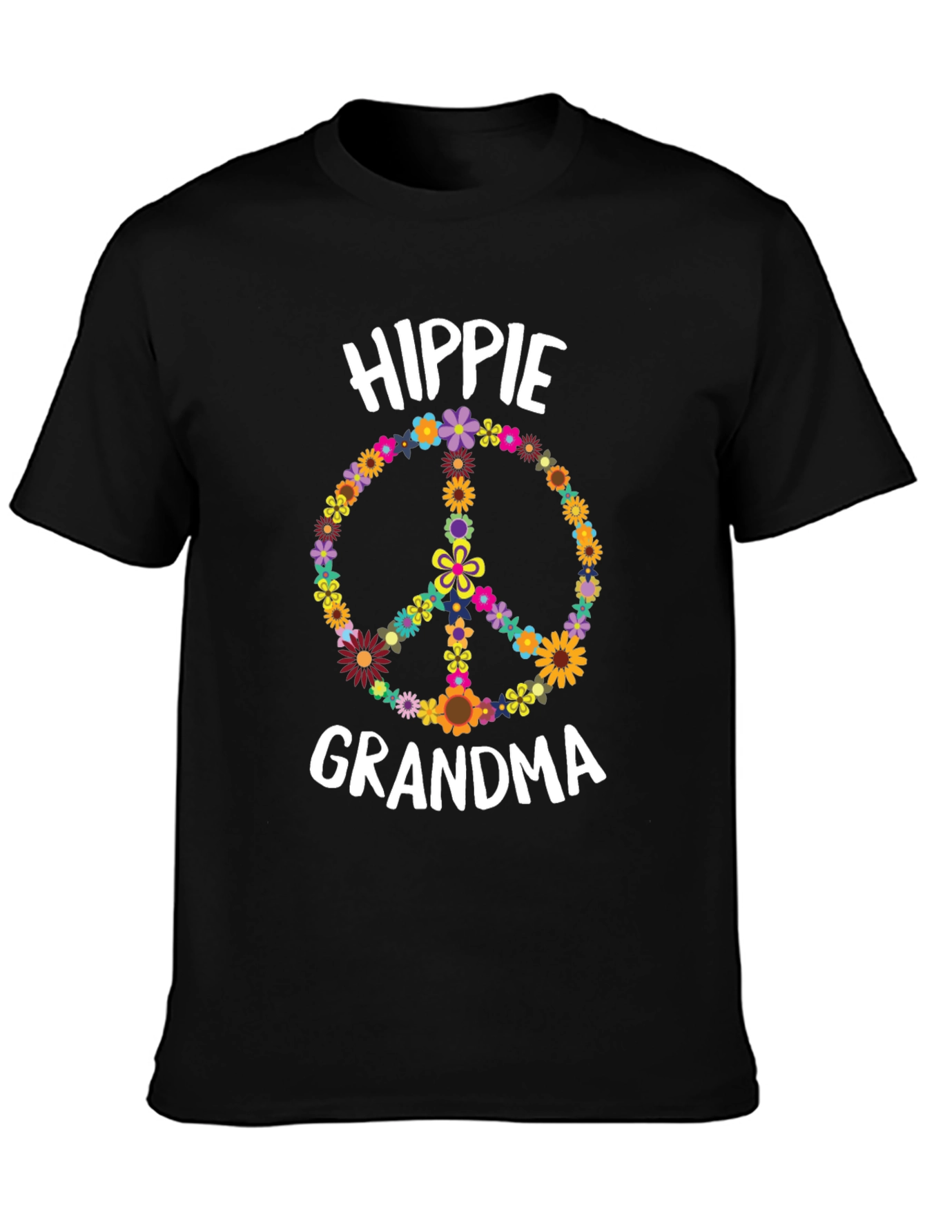 Hippie Grandma Flower Peace Sign T-Shirt
